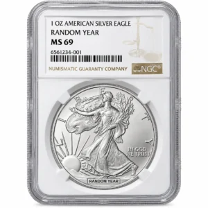1 OZ AMERICAN SILVER EAGLE NGC MS69