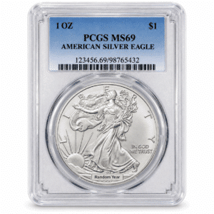 1 OZ AMERICAN SILVER EAGLE PCGS MS69 YEARS OF OUR CHOICE