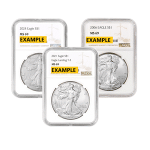 1 OZ AMERICAN SILVER EAGLE NGC MS69