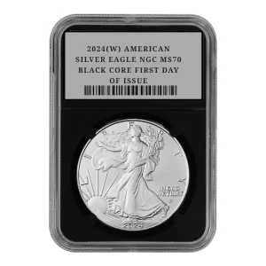2024(W) AMERICAN SILVER EAGLE NGC MS70 BLACK CORE FIRST DAY OF ISSUE