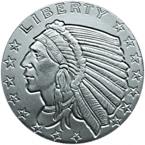 1 OZ SILVER ROUND INCUSE INDIAN DESIGN GOLDEN STATE MINT