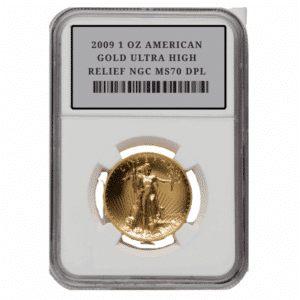 2009 1 OZ AMERICAN GOLD ULTRA HIGH RELIEF NGC MS70 DPL