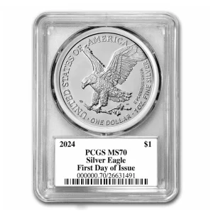 1 OZ AMERICAN SILVER EAGLE PCGS MS70 YEARS OF OUR