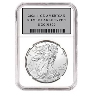 2021 1 OZ AMERICAN SILVER EAGLE TYPE 1 NGC MS70