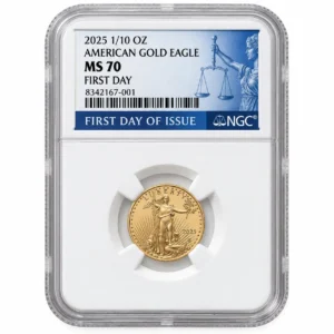 2025 1/10 OZ AMERICAN GOLD EAGLE NGC MS70 FIRST DAY