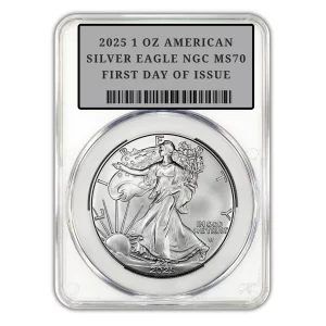 2025 1 OZ AMERICAN SILVER EAGLE NGC MS70 FIRST DAY OF ISSUE