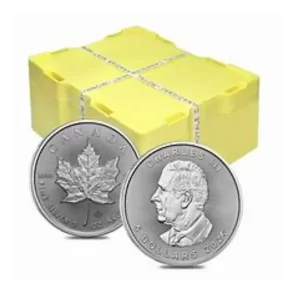 1 OZ CANADIAN SILVER MAPLE LEAF MINT SEALED BOX OF 500