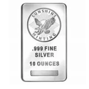 10 OZ SILVER BAR SUNSHINE MERCURY