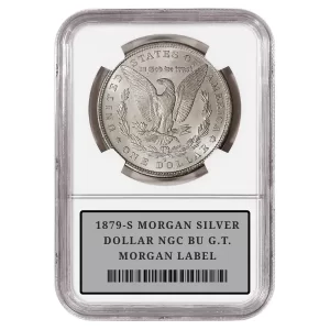 1879-S MORGAN SILVER DOLLAR NGC BU G.T. MORGAN LABEL