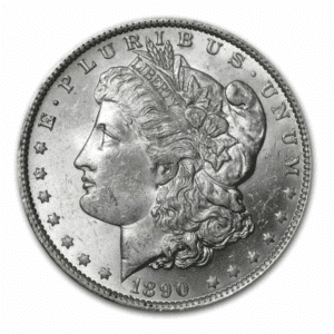 1890-O MORGAN SILVER DOLLAR NGC BU G.T. MORGAN LABEL
