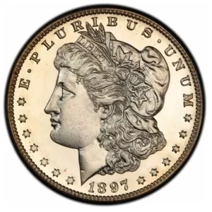 1897 MORGAN SILVER DOLLAR NGC BU G.T. MORGAN LABEL