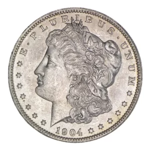 1904 AMERICAN SILVER MORGAN DOLLAR O BU