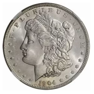 1904-O MORGAN SILVER DOLLAR NGC BU G.T. MORGAN LABEL