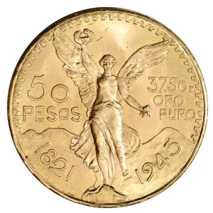 1945 MEXICO 50 PESO GOLD COIN