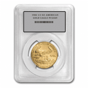 1986 1/2 OZ AMERICAN GOLD EAGLE PCGS69