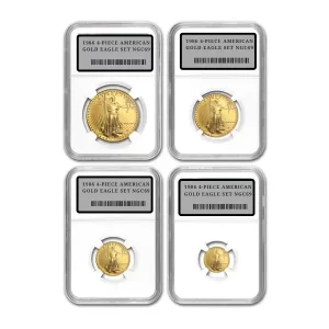 1986 4-PIECE AMERICAN GOLD EAGLE SET NGC69