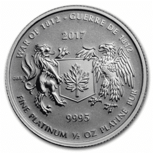 1/2 OZ CANADIAN PLATINUM MAPLE LEAF WAR OF 1812