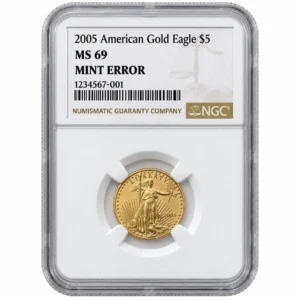 2005 1/10 OZ AMERICAN GOLD EAGLE NGC MS69 MINT ERROR
