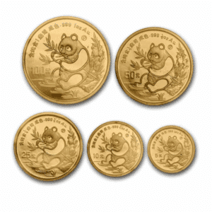 5 PC CHINA GOLD PANDA SET