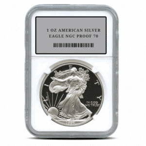 1 OZ AMERICAN SILVER EAGLE NGC PROOF 70