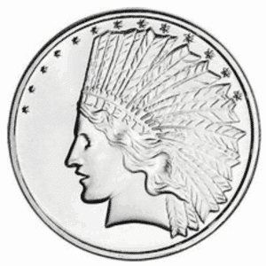 1 OZ SILVER ROUND $10 INDIAN SILVERTOWNE