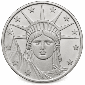 1 OZ SILVER ROUND LADY LIBERTY SILVERTOWNE
