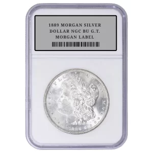 1889 MORGAN SILVER DOLLAR NGC BU G.T. MORGAN LABEL