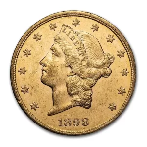 1898 $20 U.S. GOLD LIBERTY NGC62