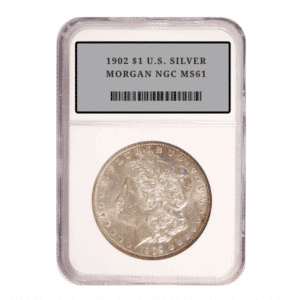 1902 $1 U.S. SILVER MORGAN NGC MS61