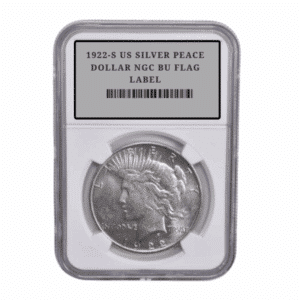 1922-S US SILVER PEACE DOLLAR NGC BU FLAG LABEL