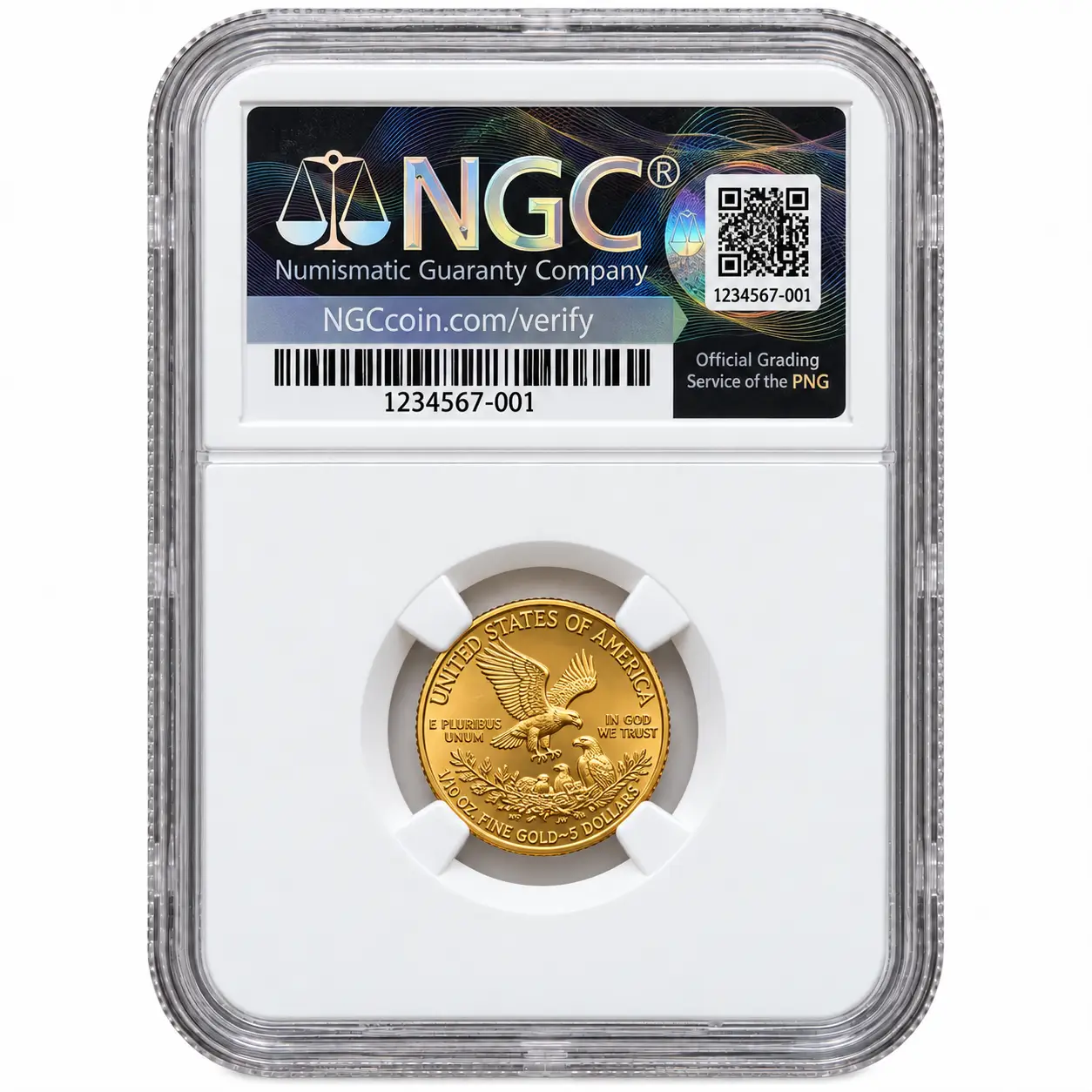1986 1/10 OZ AMERICAN GOLD EAGLE NGC70