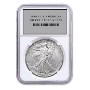 1986 1 OZ AMERICAN SILVER EAGLE NGC69