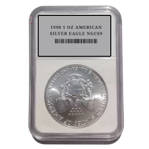 1990 1 OZ AMERICAN SILVER EAGLE NGC69