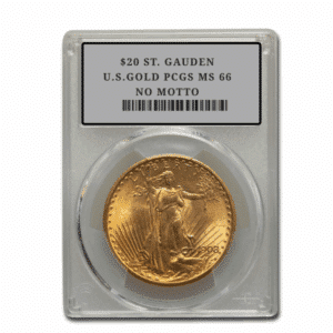 $20 ST. GAUDEN U.S.GOLD PCGS MS 66 NO MOTTO