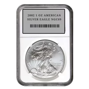 2002 1 OZ AMERICAN SILVER EAGLE NGC69