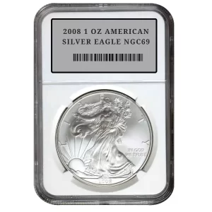 2008 1 OZ AMERICAN SILVER EAGLE NGC69