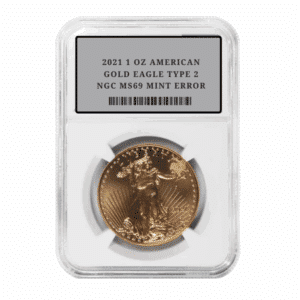 2021 1 OZ AMERICAN GOLD EAGLE TYPE 2 NGC MS69 MINT ERROR