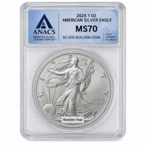 1 OZ AMERICAN SILVER EAGLE ANACS MS70