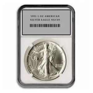 1991 1 OZ AMERICAN SILVER EAGLE NGC69
