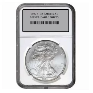 1992 1 OZ AMERICAN SILVER EAGLE NGC69