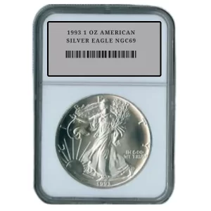 1993 1 OZ AMERICAN SILVER EAGLE NGC69