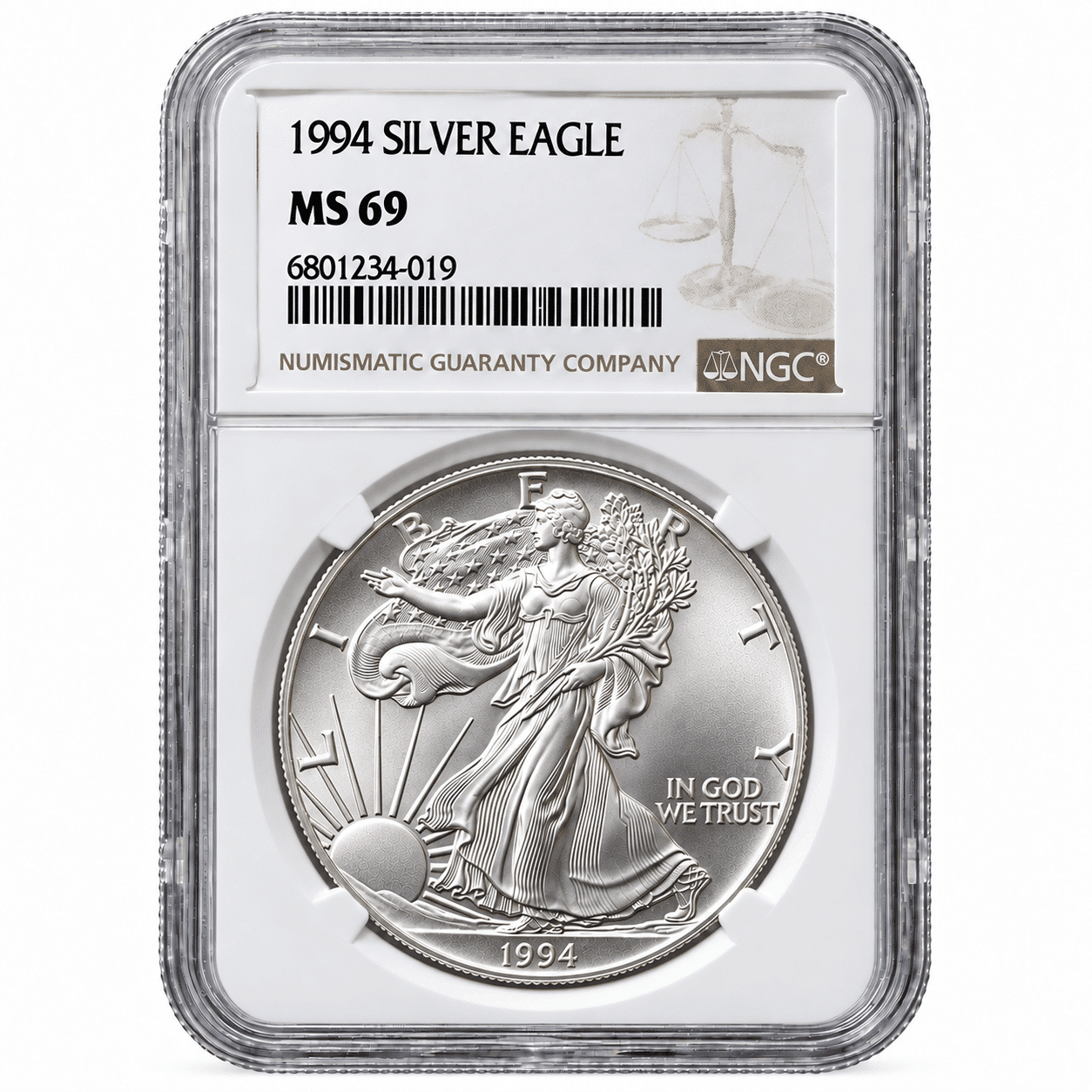 1994 1 OZ AMERICAN SILVER EAGLE NGC69