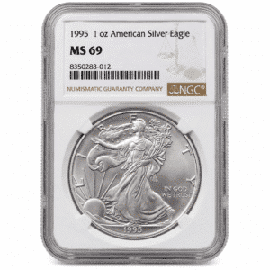 1995 1 OZ AMERICAN SILVER EAGLE NGC69. Obverse