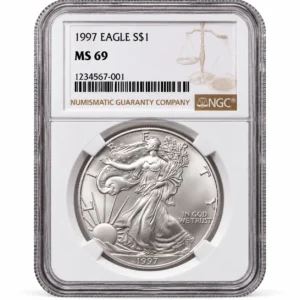 1997 1 OZ AMERICAN SILVER EAGLE NGC69
