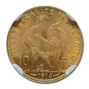 10 FRANC FRENCH GOLD COIN ROOSTER