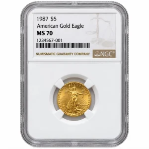 1987 1/10 OZ AMERICAN GOLD EAGLE NGC70