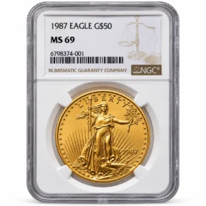 1987 1 OZ AMERICAN GOLD EAGLE NGC69. Obverse