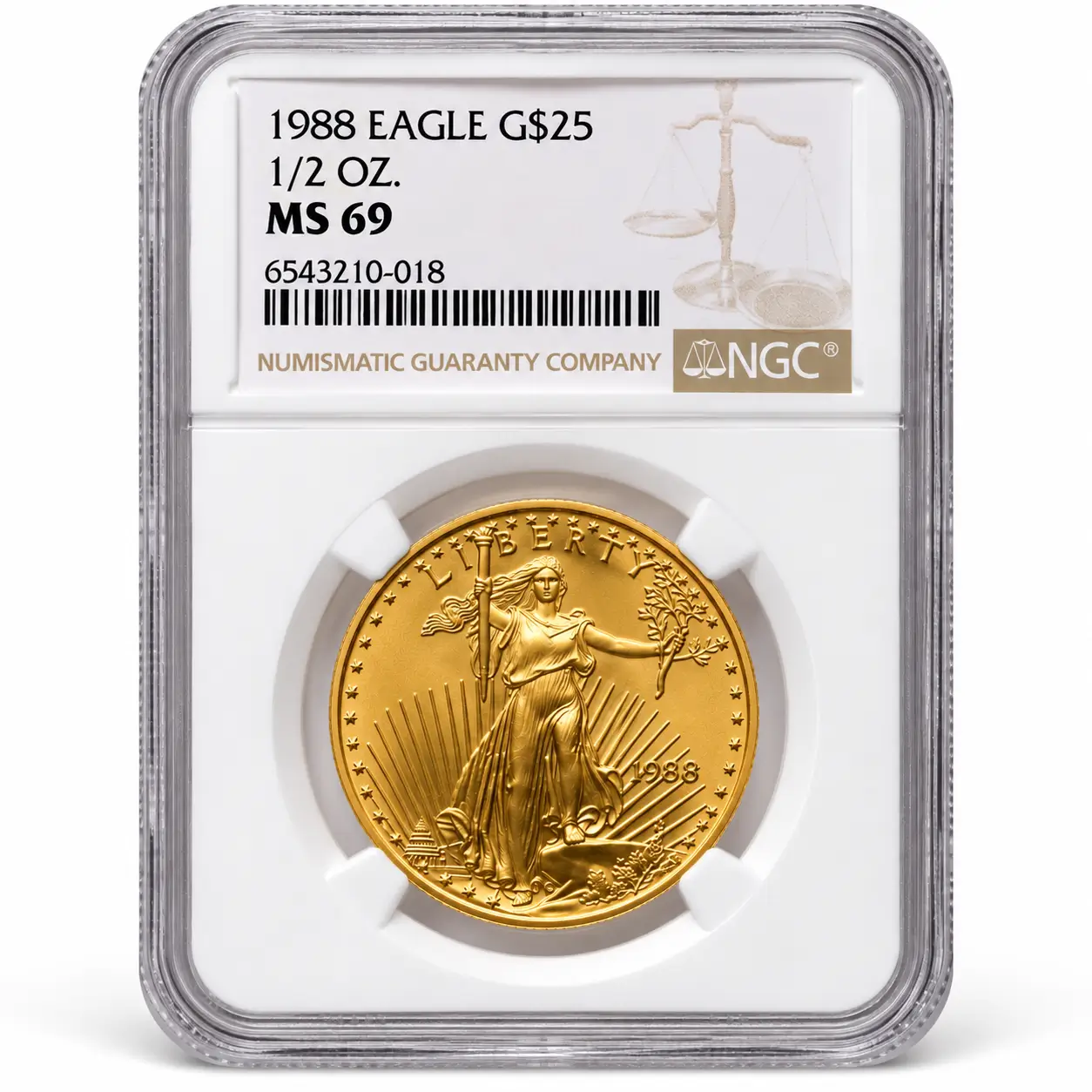 1988 1/2 OZ AMERICAN GOLD EAGLE NGC69