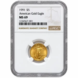1991 1/10 OZ AMERICAN GOLD EAGLE NGC69