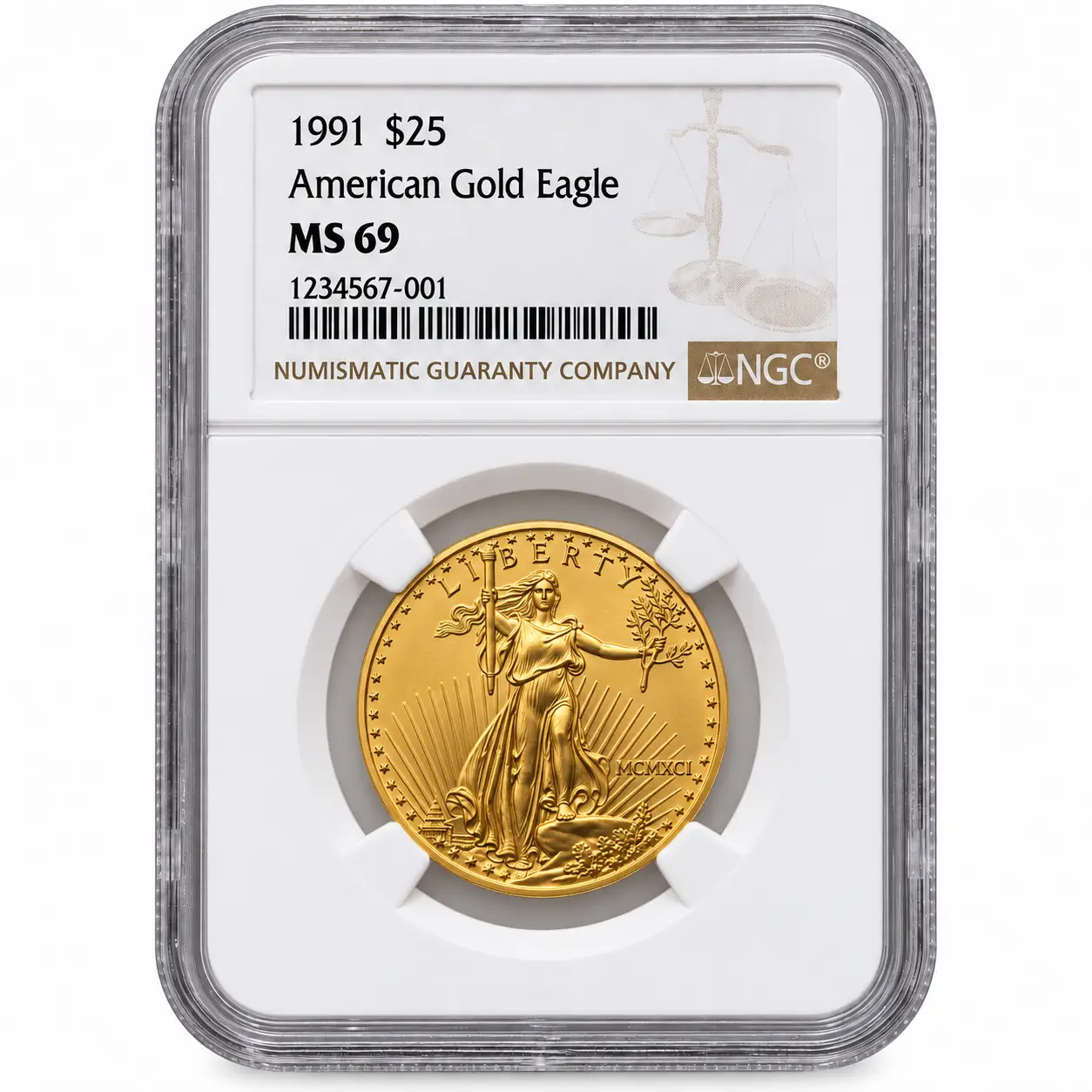 1991 1/2 OZ AMERICAN GOLD EAGLE NGC69